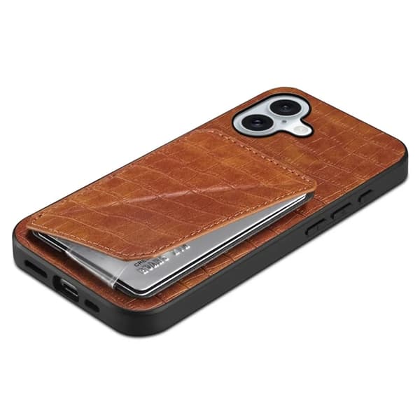 Mobilskal till iPhone 17 Korthållare Crocodile Textured - Brun Brun