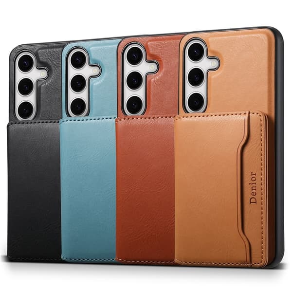 DENIOR Samsung Galaxy S24 Plus Konstläder Plånboksfodral Magnetisk Skydd Khaki