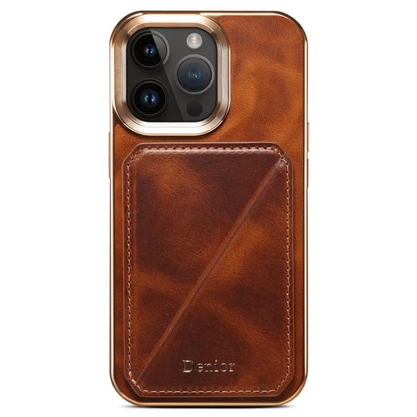 DENIOR Mobilskal till iPhone 14 Pro Max Äkta Läder + TPU + PC - Brun