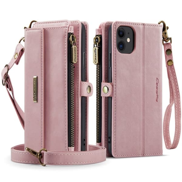 CASEME iPhone 11 Konstläder Plånboksfodral med RFID-Skydd - Rosa