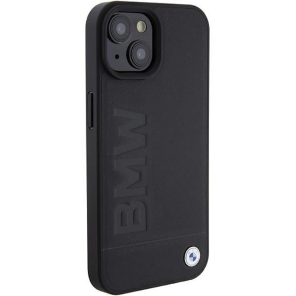 BMW iPhone 15 Mobilskal Læder Hot Stamp - Sort Black