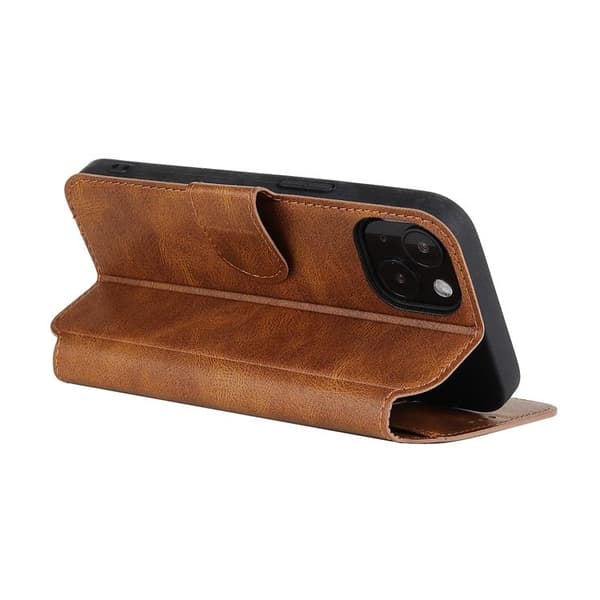 BOOM iPhone 14 Plus Plånboksfodral Calfskin - Brun Brun