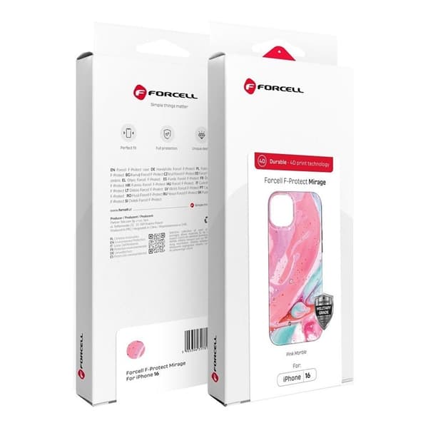 Forcell Telefontaske til iPhone 16 Pro MagSafe Mirage - Lyserød Marmor Rosa