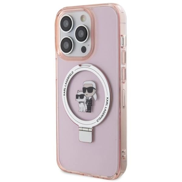 KARL LAGERFELD iPhone 15 Pro Mobilskal MagSafe Ringställ - Rosa
