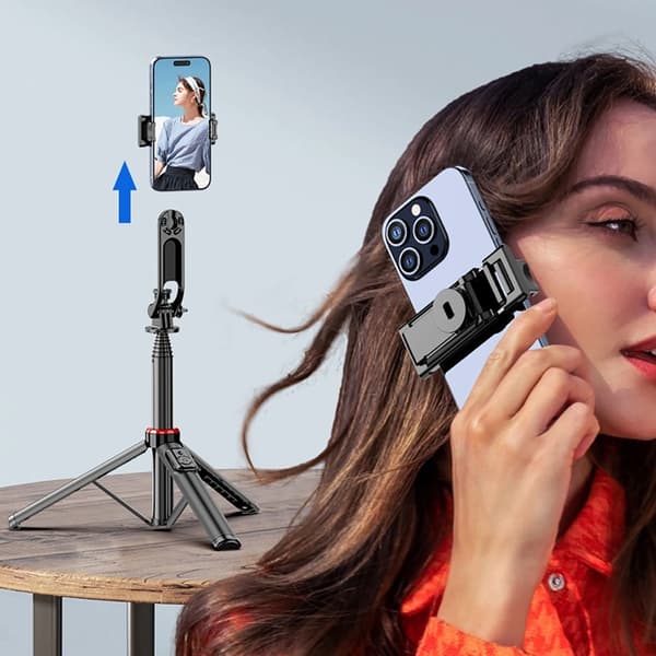 Selfiestick Teleskopstativ 1.3m Auminiumlegering Med Mobilhållare
