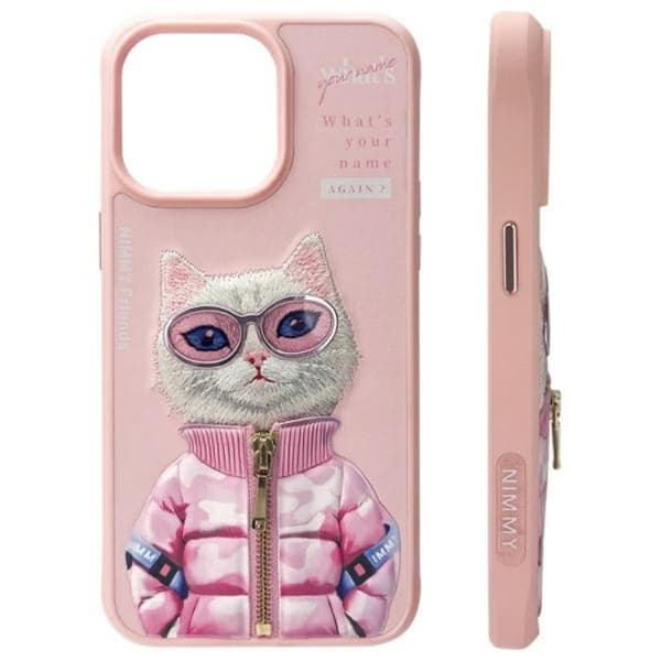 Nimmy Mobilskal till iPhone 15 Pro Max Cool & Cute 2.0 Cat - Rosa Rosa