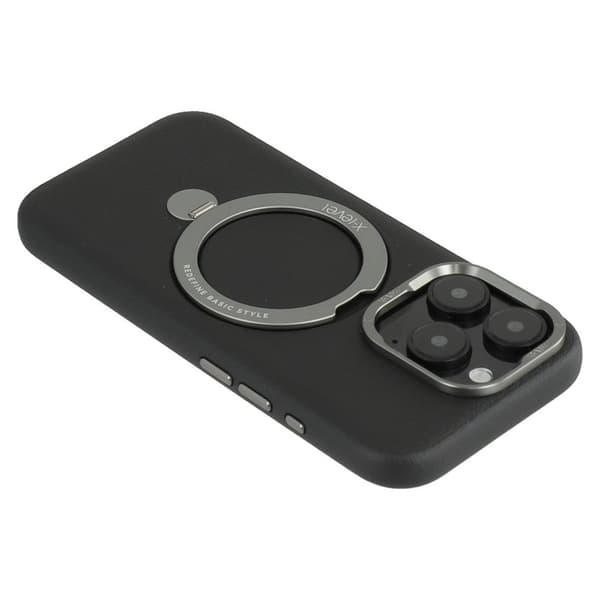X-LEVEL Mobilskal till iPhone 16 Pro med Ställ, PC + PU, Svart
