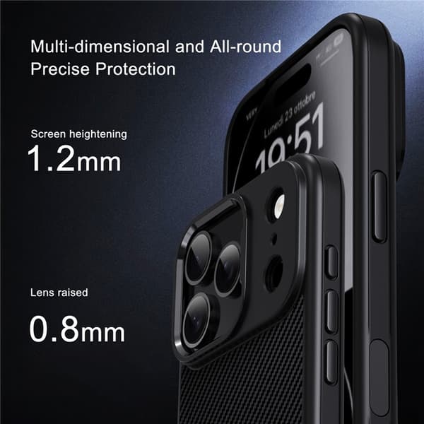 IPAKY Mobilskal till iPhone 17 Pro Max Carbon Fiber - Guld Guld