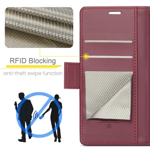 CASEME Plånboksfodral Konstläder för Samsung Galaxy A55 5G - Röd