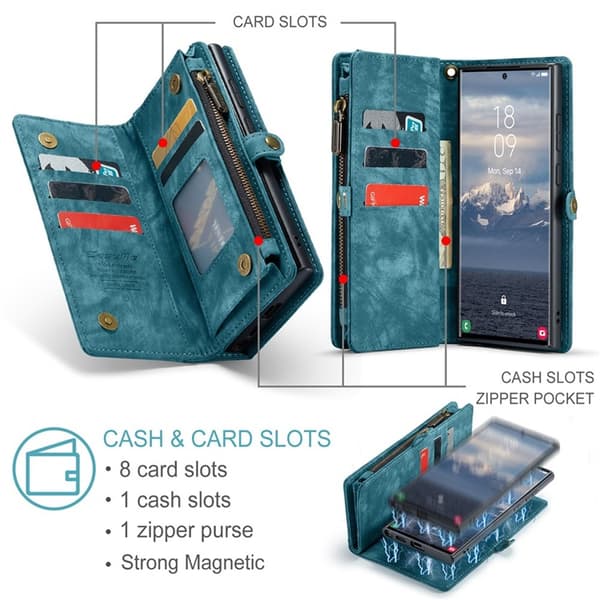CASEME Galaxy S25 Ultra Plånboksfodral Med Rem - Blå Blå