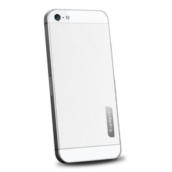 Spigen Skin Guard Læderskind til Apple iPhone 5 / 5S / SE (Hvid) + White