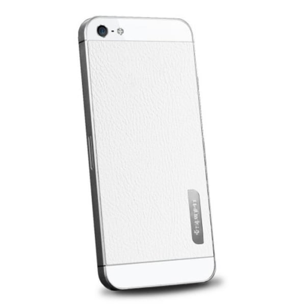 Spigen Skin Guard Leather Skin till Apple iPhone 5/5S/SE (Vit) + Skärmskydd White