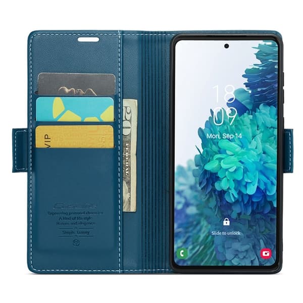 CASEME Plånboksfodral Konstläder för Samsung Galaxy S20 FE - Blå