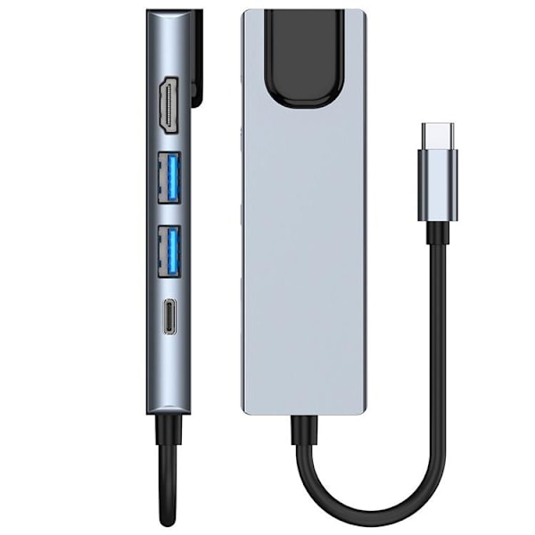 Tech-Protect V3-Hub Adapter 5in1 - Grå grå