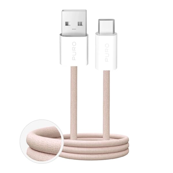 Puro USB-A - USB-C 10W Kabel 1.5m Fabrik Braided - Beige Beige