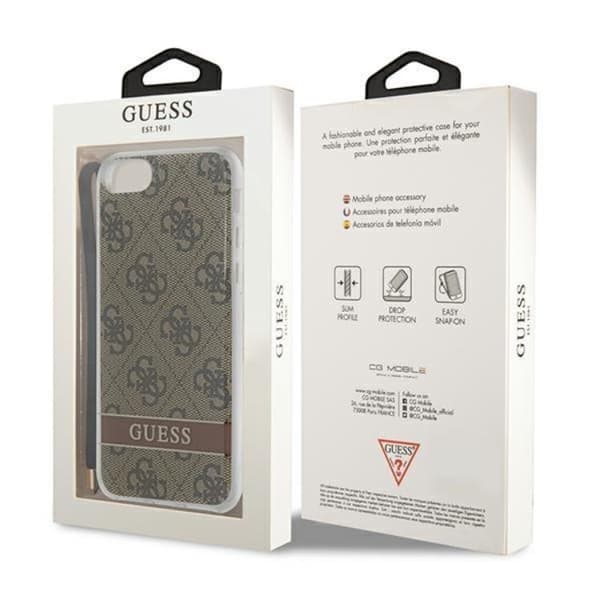 Guess iPhone 7/8/SE (2020/2022) Cover 4G Print Strap - Brun Brun