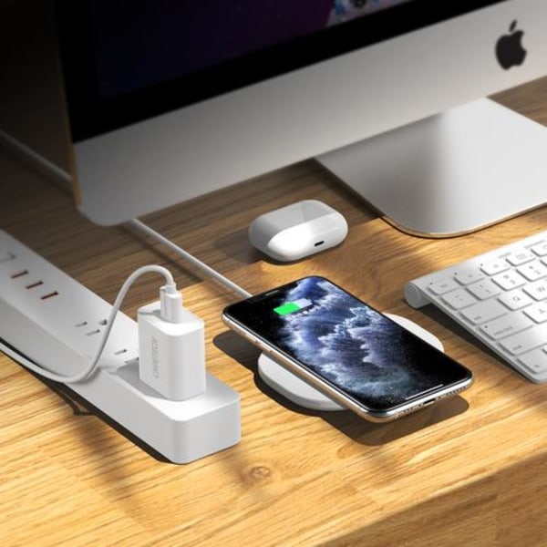 Choetech Qi Trådløs Oplader USB-C Kabel 1m - Hvid White