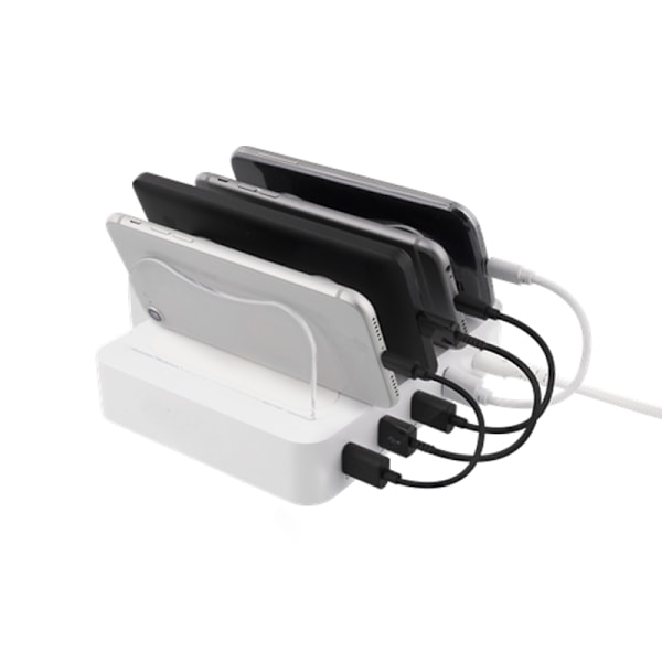 SiGN Laddningstation 4xUSB, 2.4A, 4.4A, 1.5m Kabel - Vit