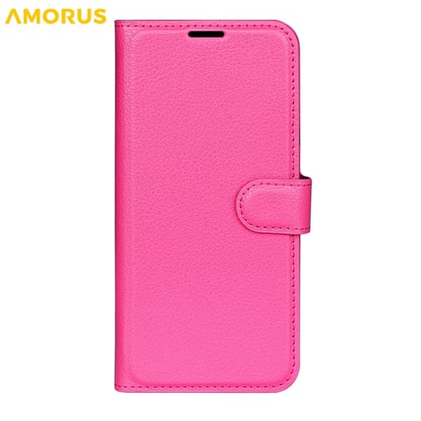 AMORUS iPhone Air Konstläder Plånboksfodral Flipstativ Litchi - Rosa Rosa