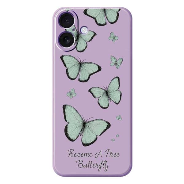 Mobilskal till iPhone 17 Grön Butterfly Pattern TPU - Lila Lila
