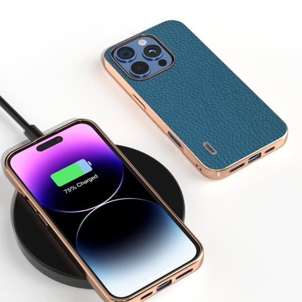 ABEEL Mobilskal till iPhone 16 Pro Max Star Series Blå Äkta Läder