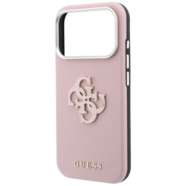Guess Mobilskal till iPhone 18 Pro Max/17 Pro Max Grained & Big Resin Logo Rosa Rosa