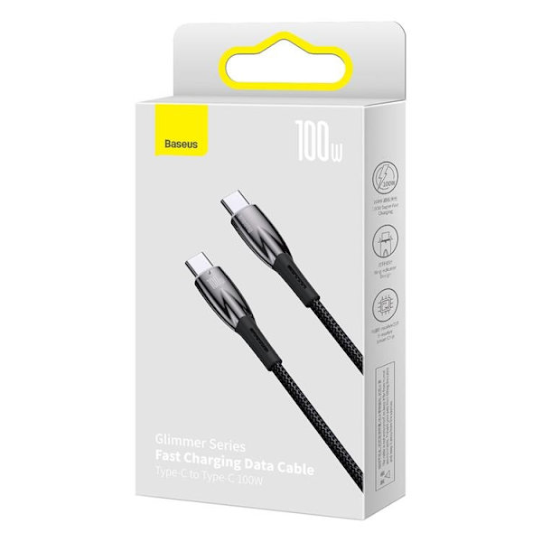 Baseus USB-C till USB-C kabel 100W 1m - Svart Svart