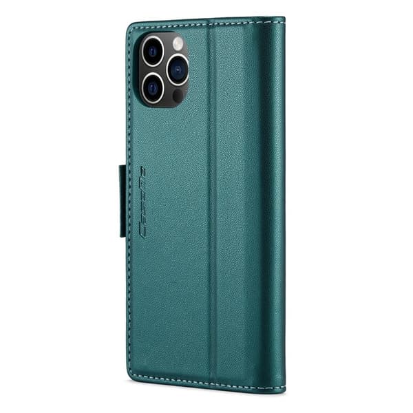 CASEME iPhone 12 Pro Max Plånboksfodral Konstläder RFID-Skydd Grön