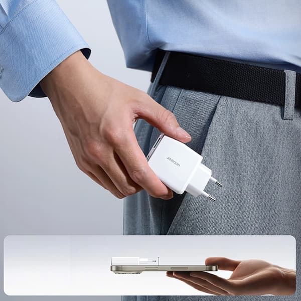 Joyroom Hurtigoplader 20W USB-A - USB-C Super Slim - Hvid Vit