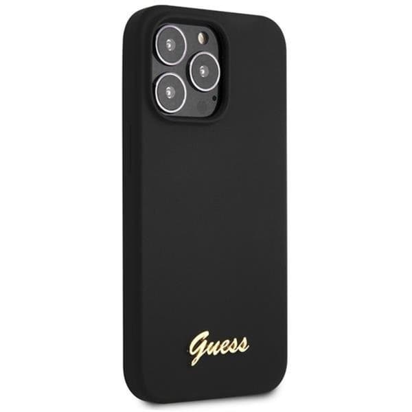 Guess iPhone 13 Pro Max Mobilskal Script Guld Logo - Sort Black