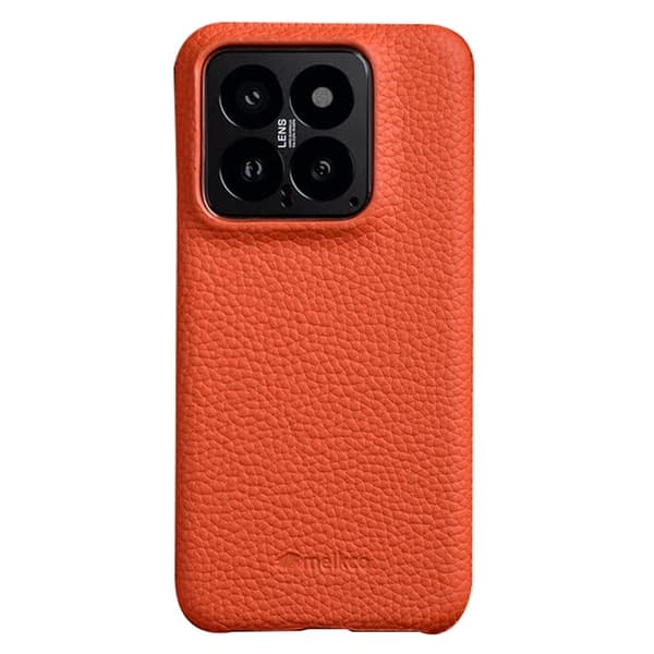 MELKCO Xiaomi 14 Plånboksfodral Äkta Läder PC - Orange