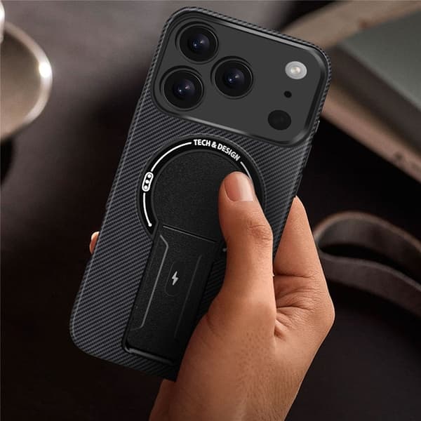 Mobilskal till iPhone 17 Pro MagSafe Kickstand Carbon Fiber - Blå Blå