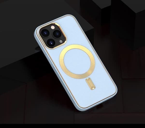 BOOM iPhone 14 Pro Magsafe Läderskal - Ljusblå Blå