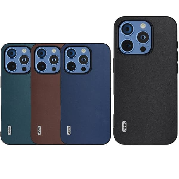 ABEEL Mobilskal till iPhone 16 Pro Max Äkta Läder + PC + TPU - Blå