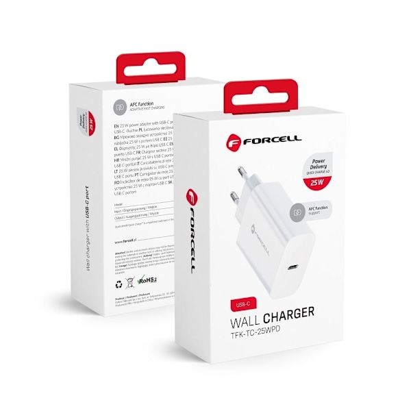Forcell-laddare med USB C-uttag 3A 25W med PD och QC 4.0