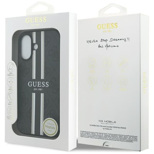 Guess telefontaske til iPhone 17 MagSafe 4G trykte striber - sort Svart