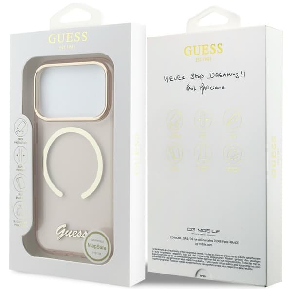 Guess Mobilskal Til iPhone 17 Pro Max MagSafe IML Gradient Script Metal - Rosa Rosa