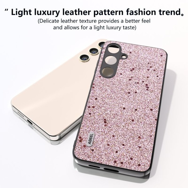 ABEEL Mobilskal till Samsung Galaxy S24 Glitter PU Läder Rosa