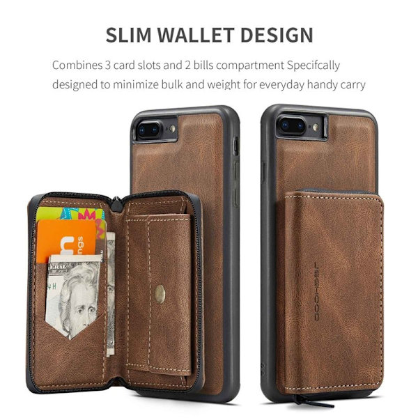 JEEHOOD Mobilskal till iPhone 7 Plus/8 Plus 2-i-1 Chockresistent Brun