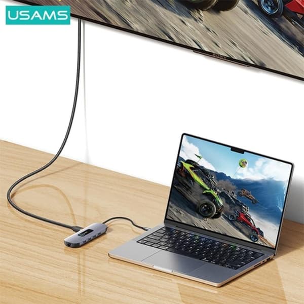 USAMS 10in1 Hubb 100W 3xUSB-A USB-C HDMI TF SD RJ45. VGA