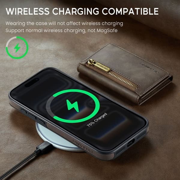 DG.MING M5 Series Mobilskal till iPhone 17 Pro Magnetiskt Konstläder Brun
