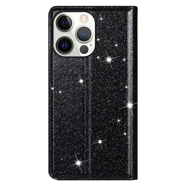 Glittrande Plånboksfodral iPhone 13 Pro - Svart Black