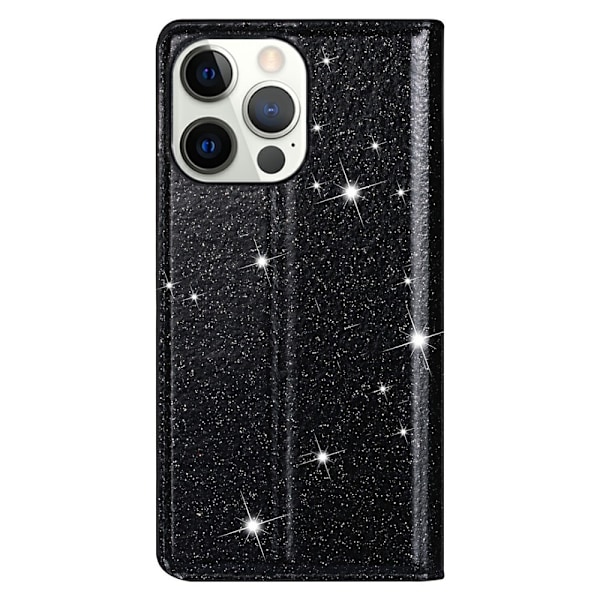 Glittrande Plånboksfodral iPhone 13 Pro - Svart Svart