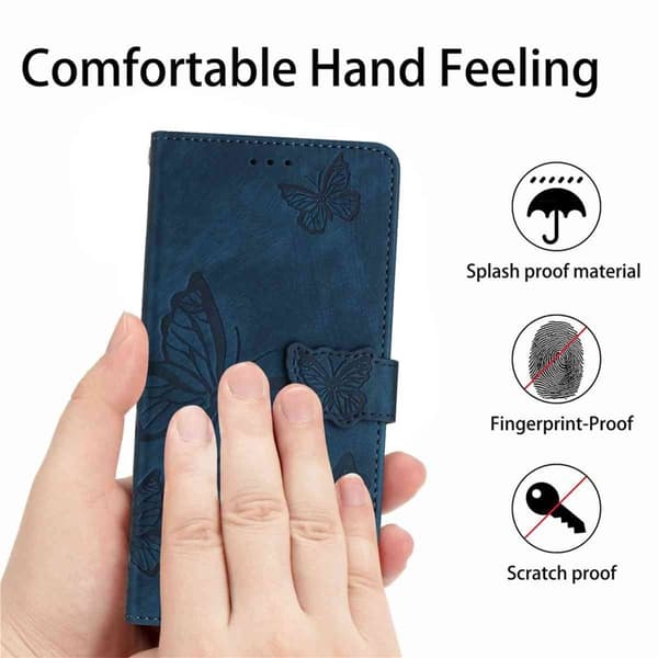 Samsung Galaxy S26 Pro Plånboksfodral Fjärilsmönster Flip Konstläder - Blå