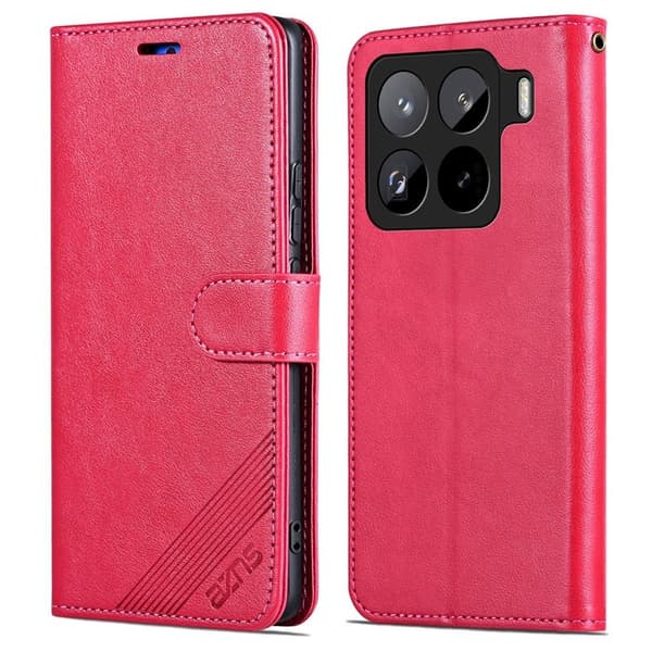 AZNS Xiaomi 15 Pro Plånboksfodral Anti-Scratch Konstläder - Röd