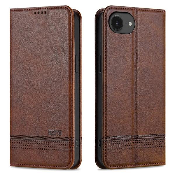 AZNS iPhone 16e Plånboksfodral Konstläder - Brun