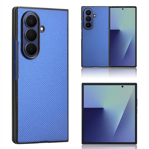 Mobilskal till Galaxy Z Fold7 Shockproof Carbon Fiber - Blå Blå