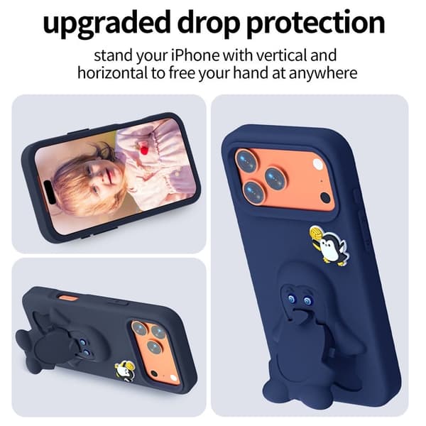 Penguin Mobilskal till iPhone 17 Pro Max Kickstand Stöttålig EVA - Blå