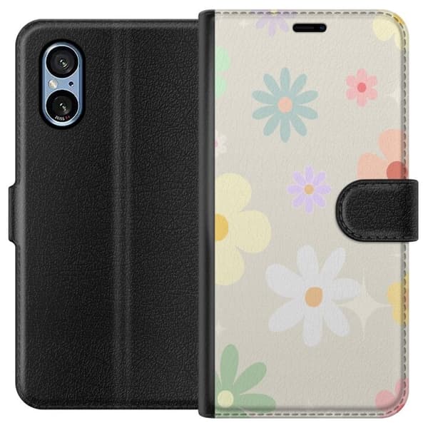 Plånboksfodral till Sony Xperia 5 V med fejdande blommor
