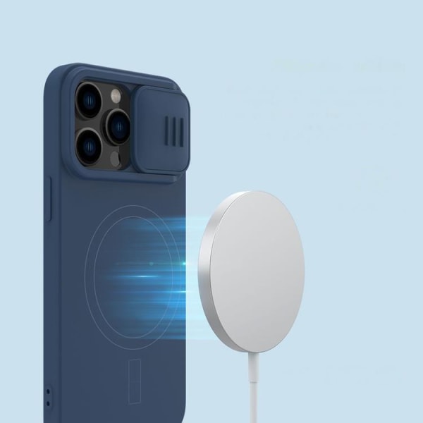 Nillkin iPhone 14 Pro Max etui Magsafe CamShield Silikone - Blå